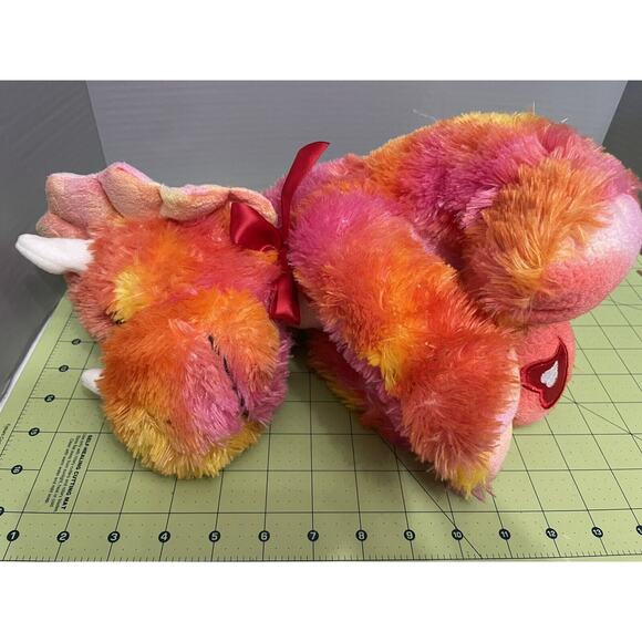 Kellytoy Bee Happy Valentines Day Rhino Plush Rhinoceros Pink Yellow Orange 12" - Picture 6 of 12